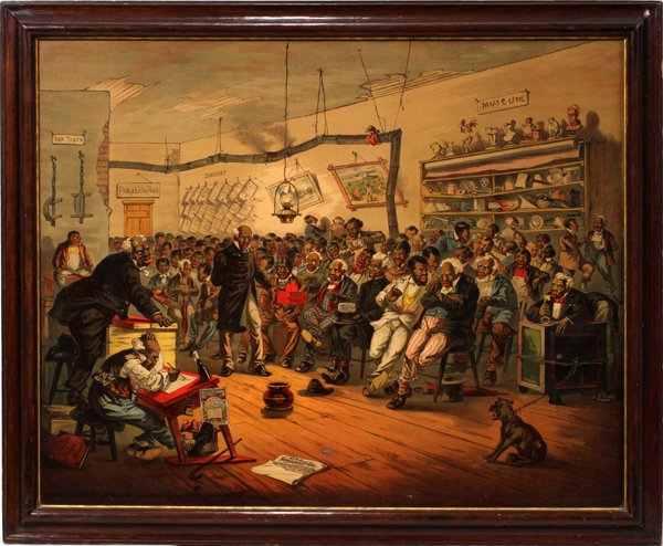 LIME KILN CLUB, SYD B. GRIFFIN CHROMOLITHOGRAPH: LIME KILN CLUB, SYD B. GRIFFIN, CHROMOLITHOGRAPH, 24" X 36":Label from Thompson Galleries. Calvert Lithograph Co.