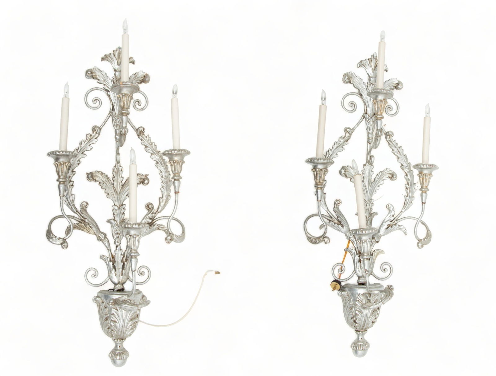 Regency Style Two-Light Sconces, H 37" W 16" Depth 8" 1 Pair (1 of 5)