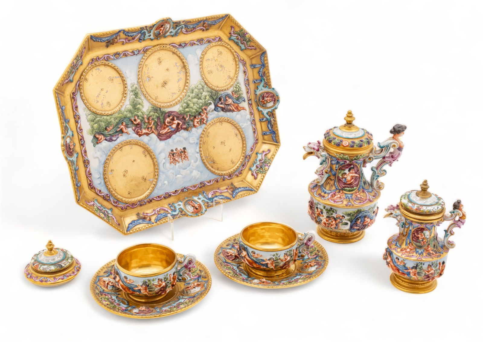 Ginori, Capo-di-Monte (Italian) Porcelain Tea Service Ca. 1850-1890, 8 pcs (1 of 12)