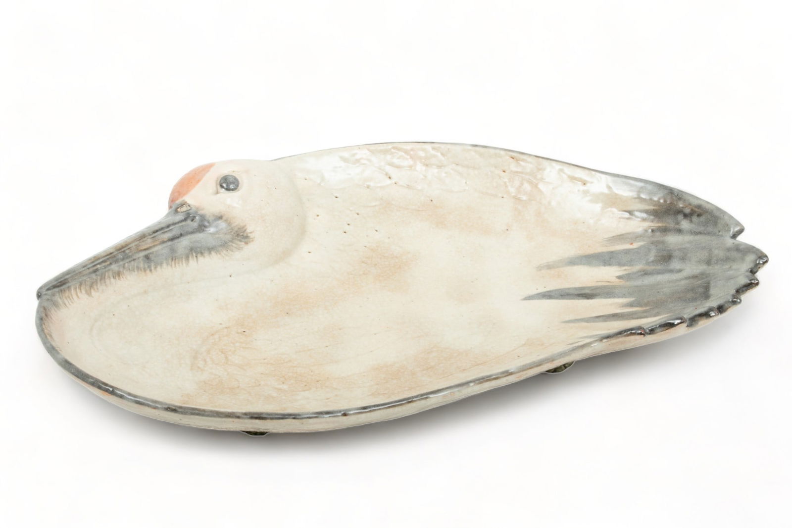 Chinese Glazed Earthenware Platter, "Dove" Form Ca. 19th C, W 11" L 18" (1 of 7)