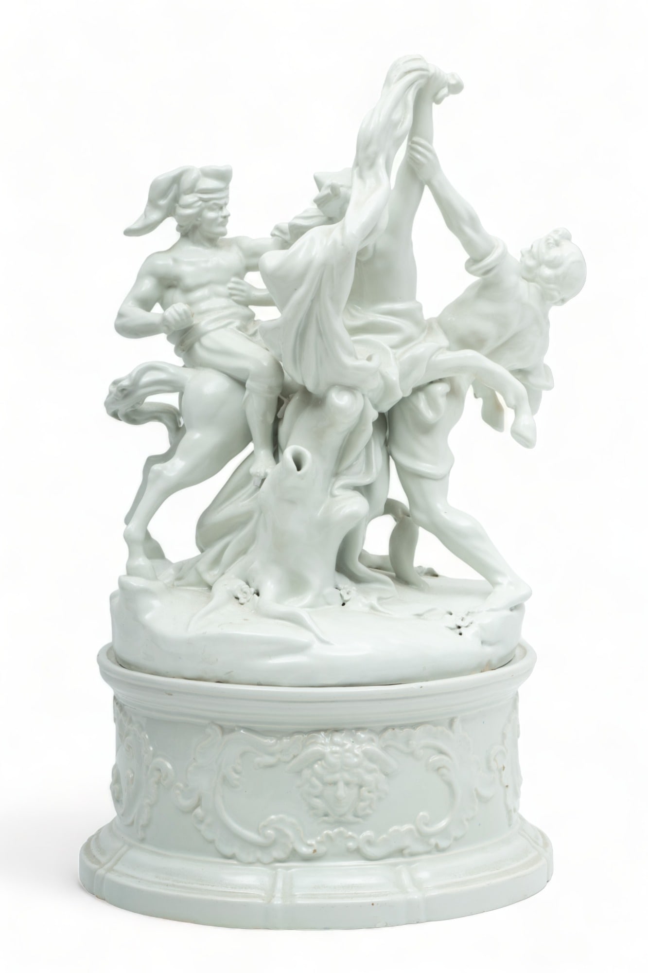 European Ceramic Allegorical Grouping & Base, "Noir", H 20" W 10" Depth 11" (1 of 6)