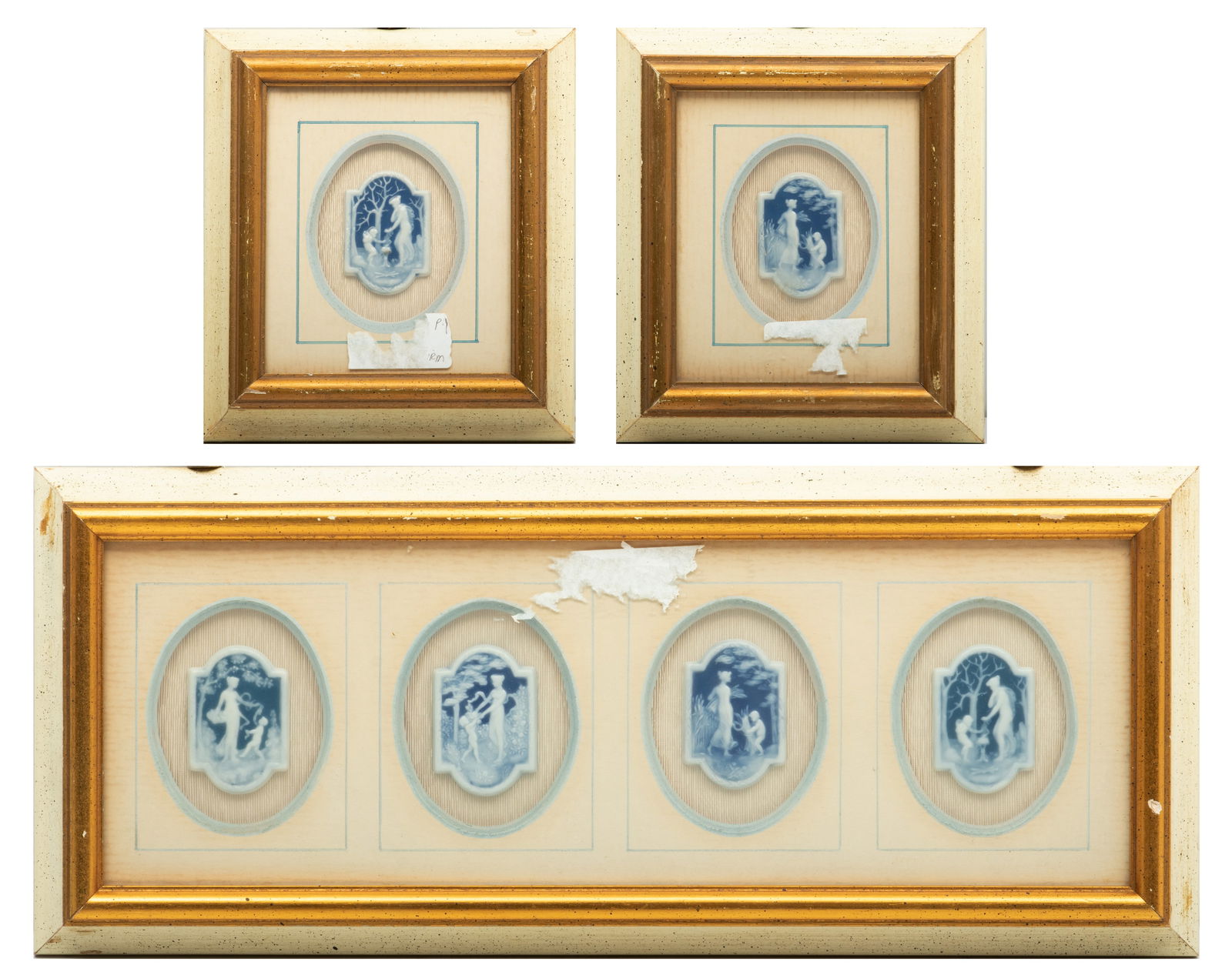 Limoges, France 6 Pate Sur Pate Plaques in 3 Frames H 7" W 16" (1 of 7)