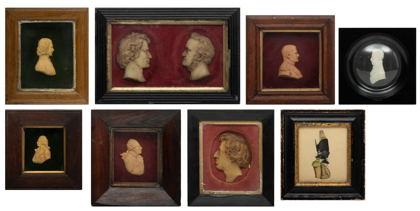 European Profiles in Wax, (7) & Watercolor (1) H. 3" X W. 2" Ca. 18 - 19th Century (1 of 17)