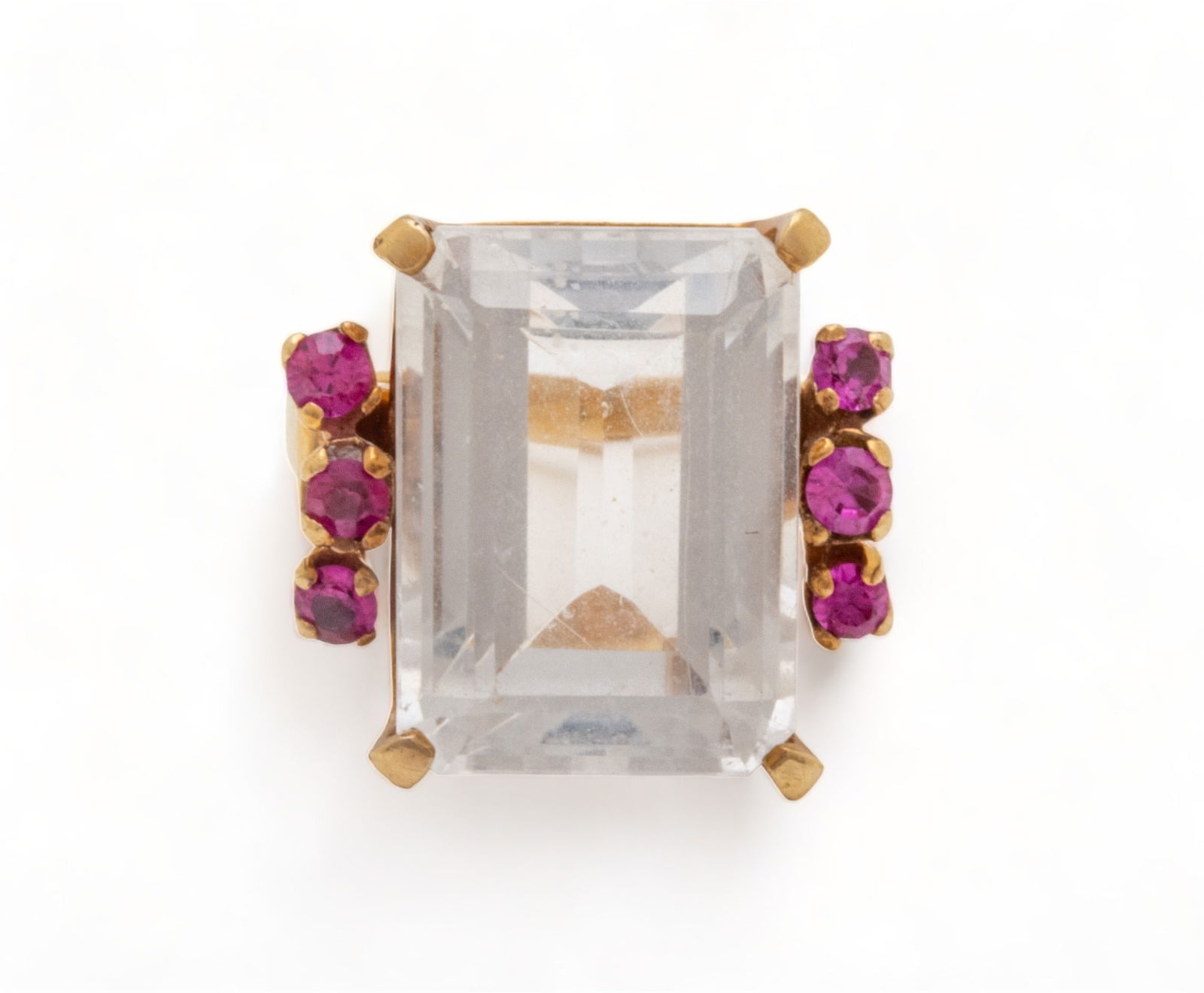 Quartz, Ruby, And 14 Kt. Yellow Gold Ring, Size 6 11g (1 of 7)