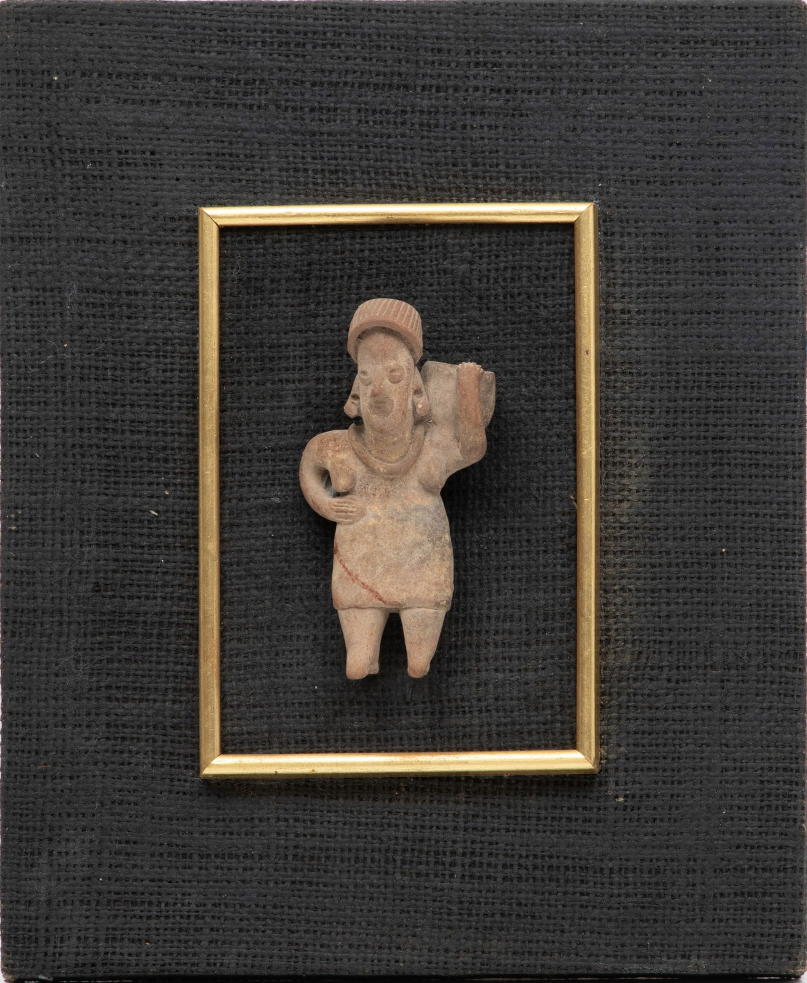 Pre-Colombian Pottery Chupicuaro Figurine Mounted As a Plaque, H 6" W 3" (1 of 3)
