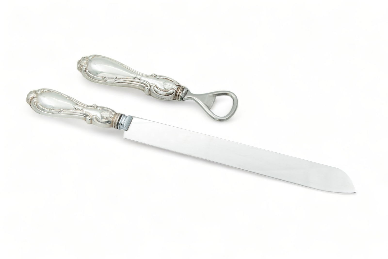 Sterling Silver Bottle Opener And Serrated Carving Knife L 12" 2 pcs (1 of 3)
