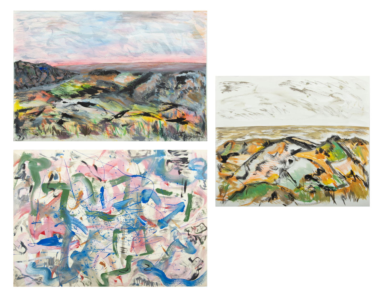 Jack Faxon (American, 1936-2020) Abstract Gouache on Heavy Academy Paper H 16" W 20" 2 pcs (1 of 5)