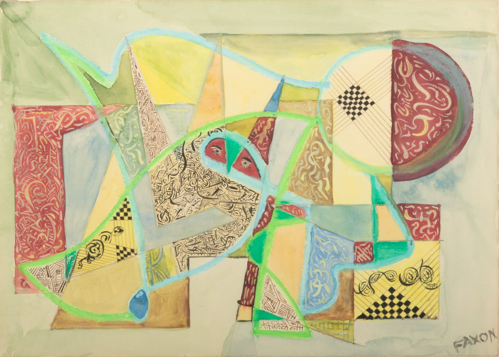 Jack Faxon , 1936-20 Abstract Watercolor H 10" W 13" (1 of 4)