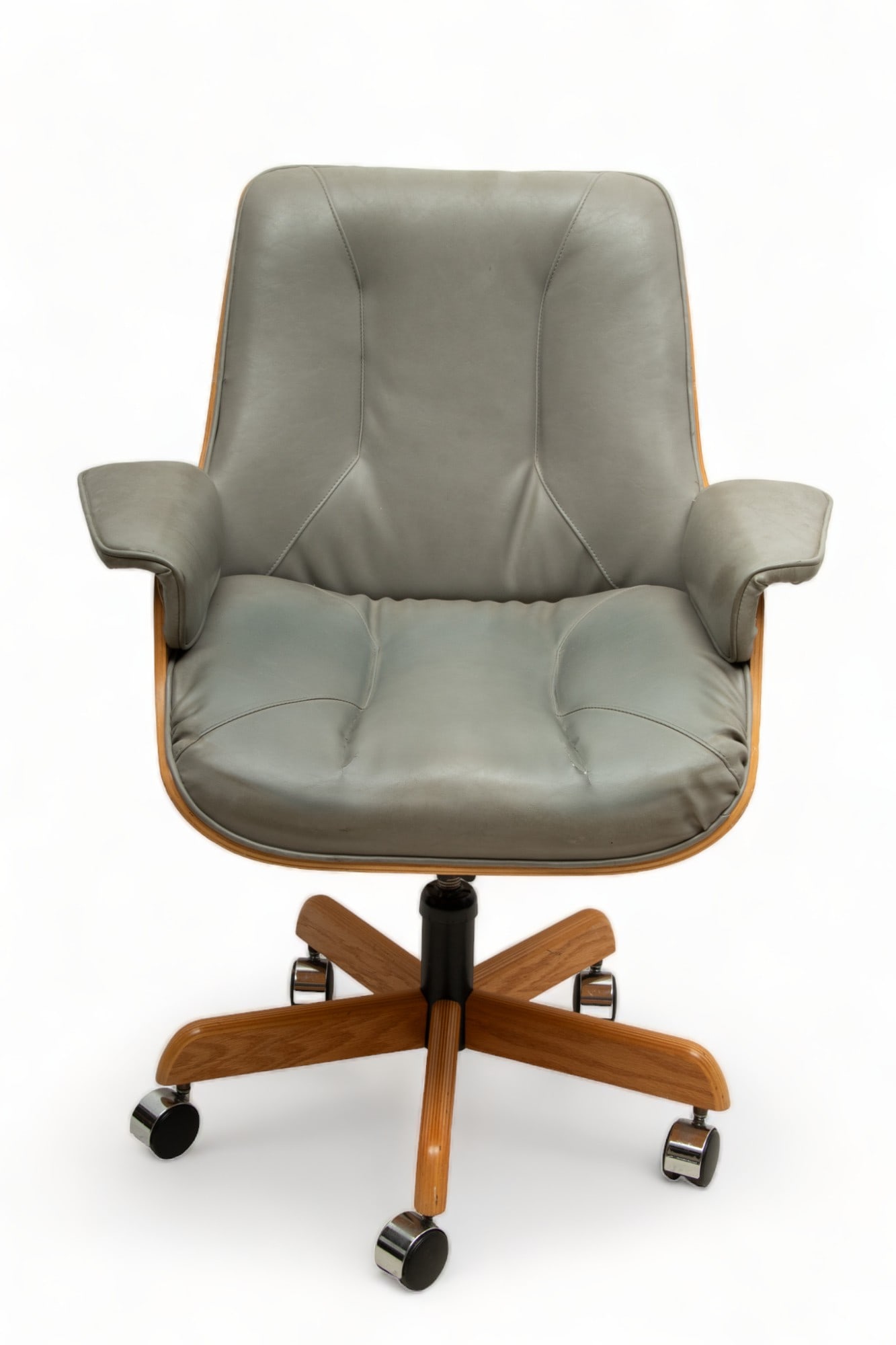 Plydesigns (canadian) Faux Leather & Plywood Office Chair, Ca. 1970, H