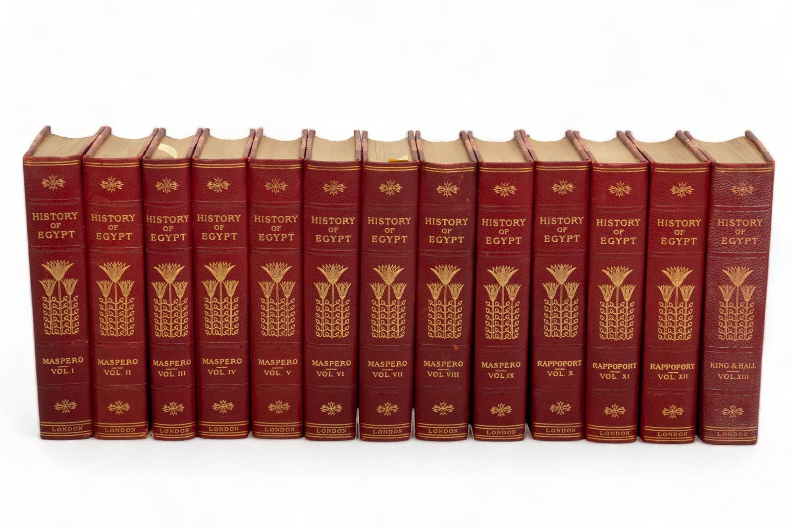 History of Egypt 13-Volume Set by G. Maspero, 1903-1906, H 10.25" W 2" Depth 7.5" 13 pcs: "History of Egypt" 13-Volume Set by G. Maspero, 1903-1906, H 10.25" W 2" Depth 7.5" 13 pcs | the 13-volume set of "History of Egypt, Chaldea, Syria, Babylonia, and Assyra" by G. Maspero, edited by A.H