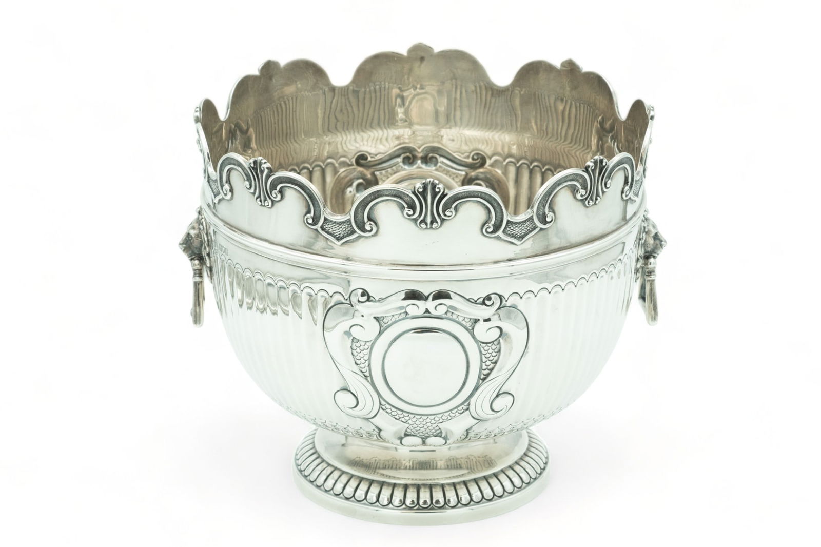 William Hutton & Sons (London, England) Sterling Silver Monteith Bowl, 1900, H 9.75" Dia. 11.5" (1 of 7)