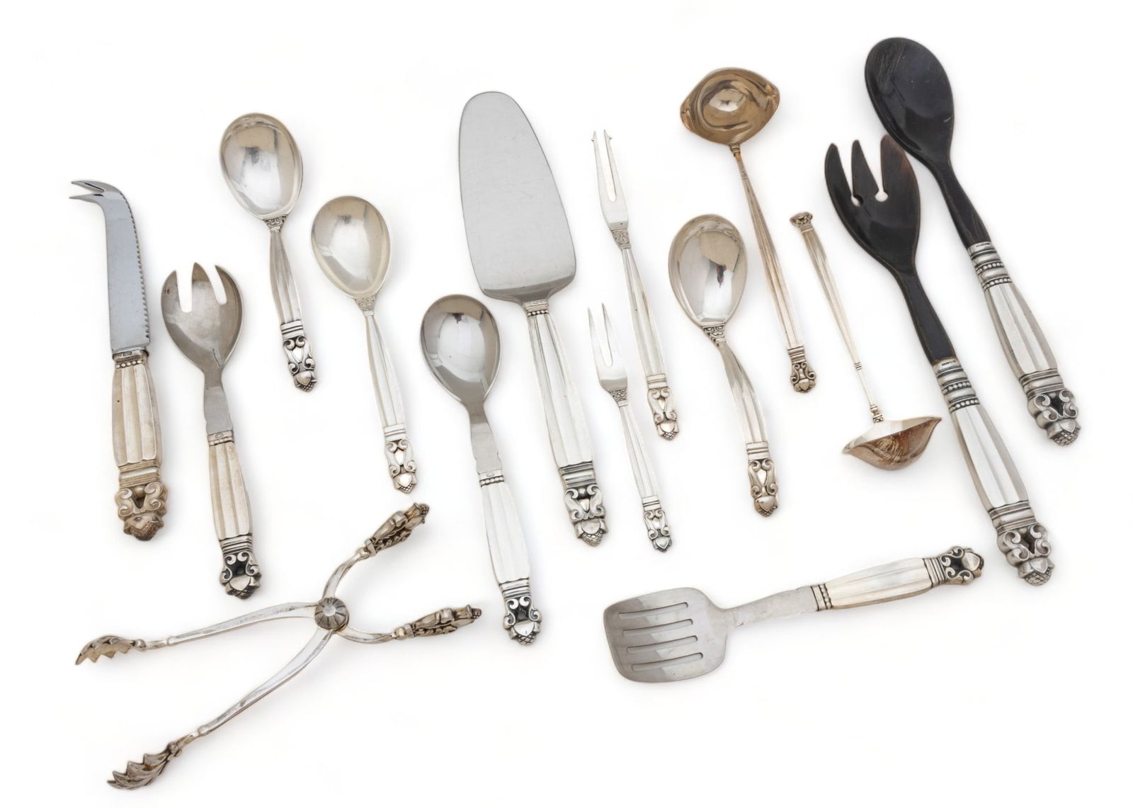 Georg Jensen (Danish) 'Acorn' Sterling Silver Serving Utensils, 15 pcs (1 of 6)
