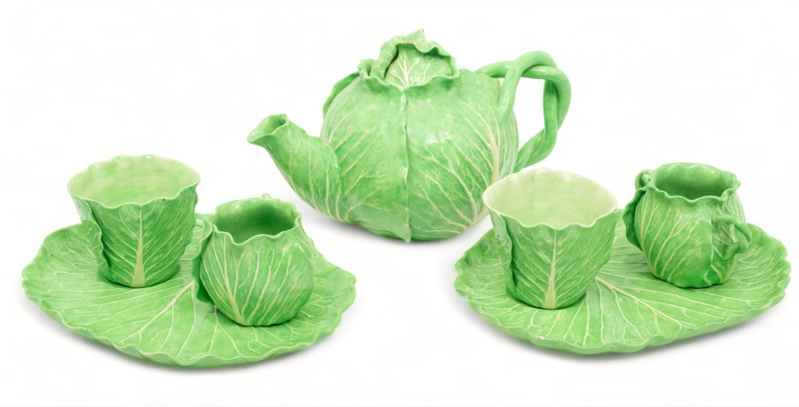Dodie Thayer (American, 1926-2018) Glazed Pottery Tea Service Set, Lettuce Ware, H 6.75" W 6.5" L (1 of 5)