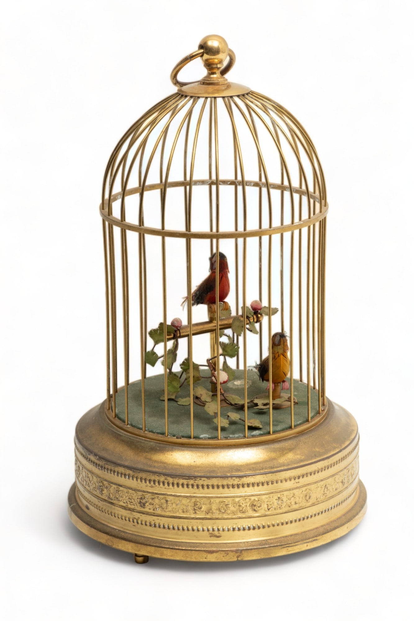 German Automated Bird Cage Music Box, Ca. 1930, H 11" Dia. 7" (1 of 6)