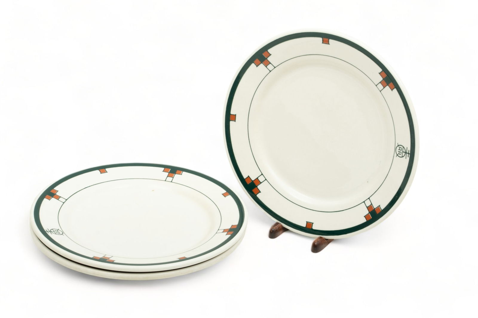 Roycroft Pottery (New York) for Buffalo China (American) Dinner Plates, H 1.25" Dia. 9.75" 3 pcs (1 of 4)