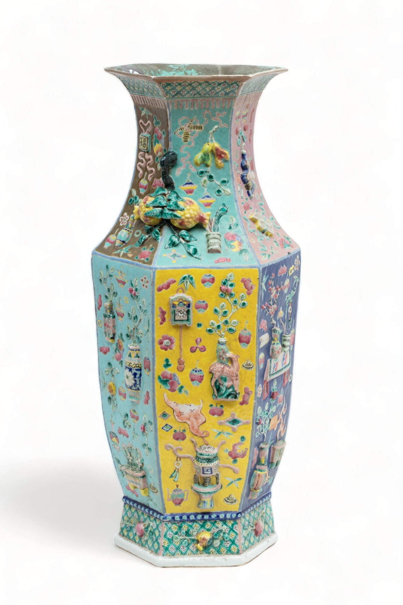 Chinese Qing Dynasty Style Porcelan Rose Medallion Vase 19th C., H 22.75" W 9.5" (1 of 7)