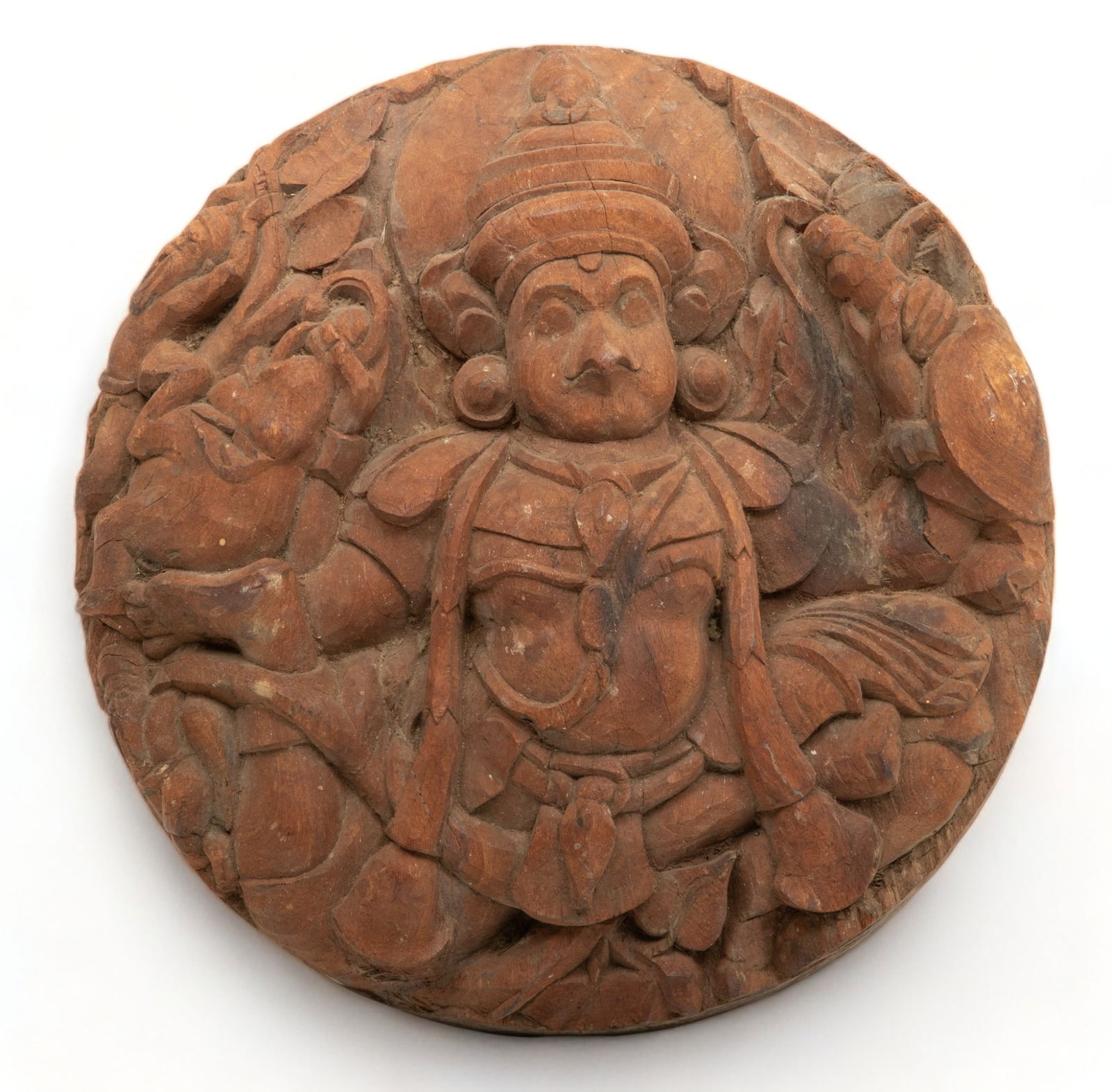 India, Carved Wood Wall Plaque of Garuda C 1900 Dia 14 (1 of 2)