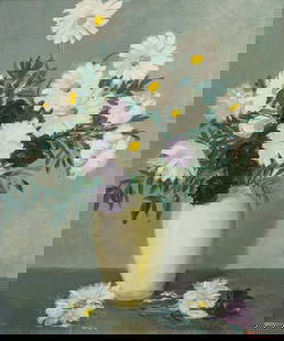 Karl Larsen (Danish, 1897-1977) Oil on Canvas "Floral Still Life", H 24" W 20": Karl Larsen (Danish, 1897-1977) Oil on Canvas "Floral Still Life", H 24" W 20" | Signed lower right. Provenance: From the Estate of Dr. Henry Garfield, Southfield, Michigan