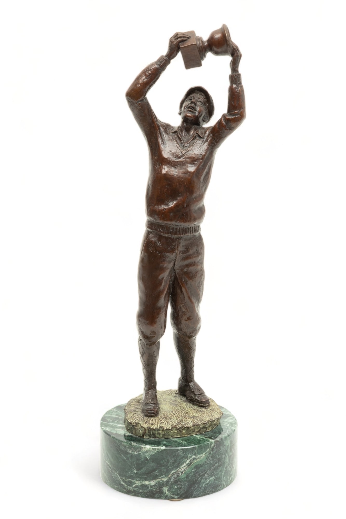 Edward Chesney (American/Detroit, 1922-2008) Bronze Sculpture, "Golf Champion", H 14.5" Dia. 3.75" (1 of 5)