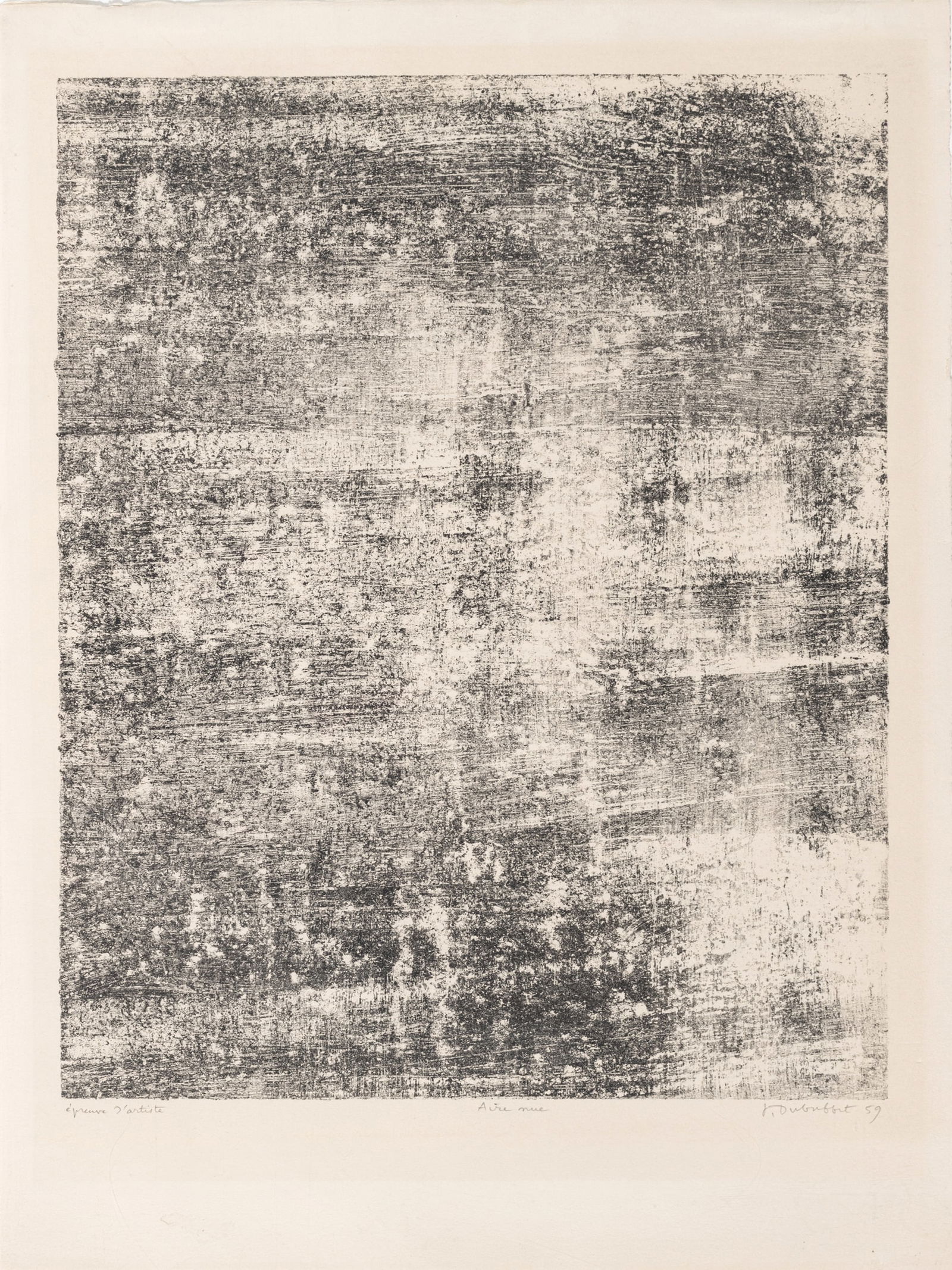 Jean Dubuffet (French, 1901-1985) Lithograph in Black on Wove Paper, 1959, "Aire Nue (Les Phé (1 of 4)