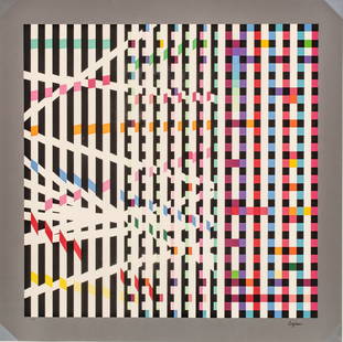 Yaacov Agam (Israeli, B. 1928) Screenprint in Colors on Wove Paper, Ca. 1980, Multi Mag (Silver),: Yaacov Agam (Israeli, B. 1928) Screenprint in Colors on Wove Paper, Ca. 1980, Multi Mag (Silver), 7/70, H 28.75" W 28.75" | Pencil signed in the lower right. Numbered 7 of 70 in the lower left. Full m