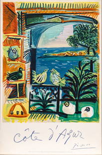 After Pablo Picasso (Spanish, 1881-1973) by Henri Deschampes Lithographic Poster in Colors, 1962, H: After Pablo Picasso (Spanish, 1881-1973) by Henri Deschampes Lithographic Poster in Colors, 1962, H 39.3" W 26.2" | from the unnumbered edition of 15,000, published by the Ministère des Travaux P