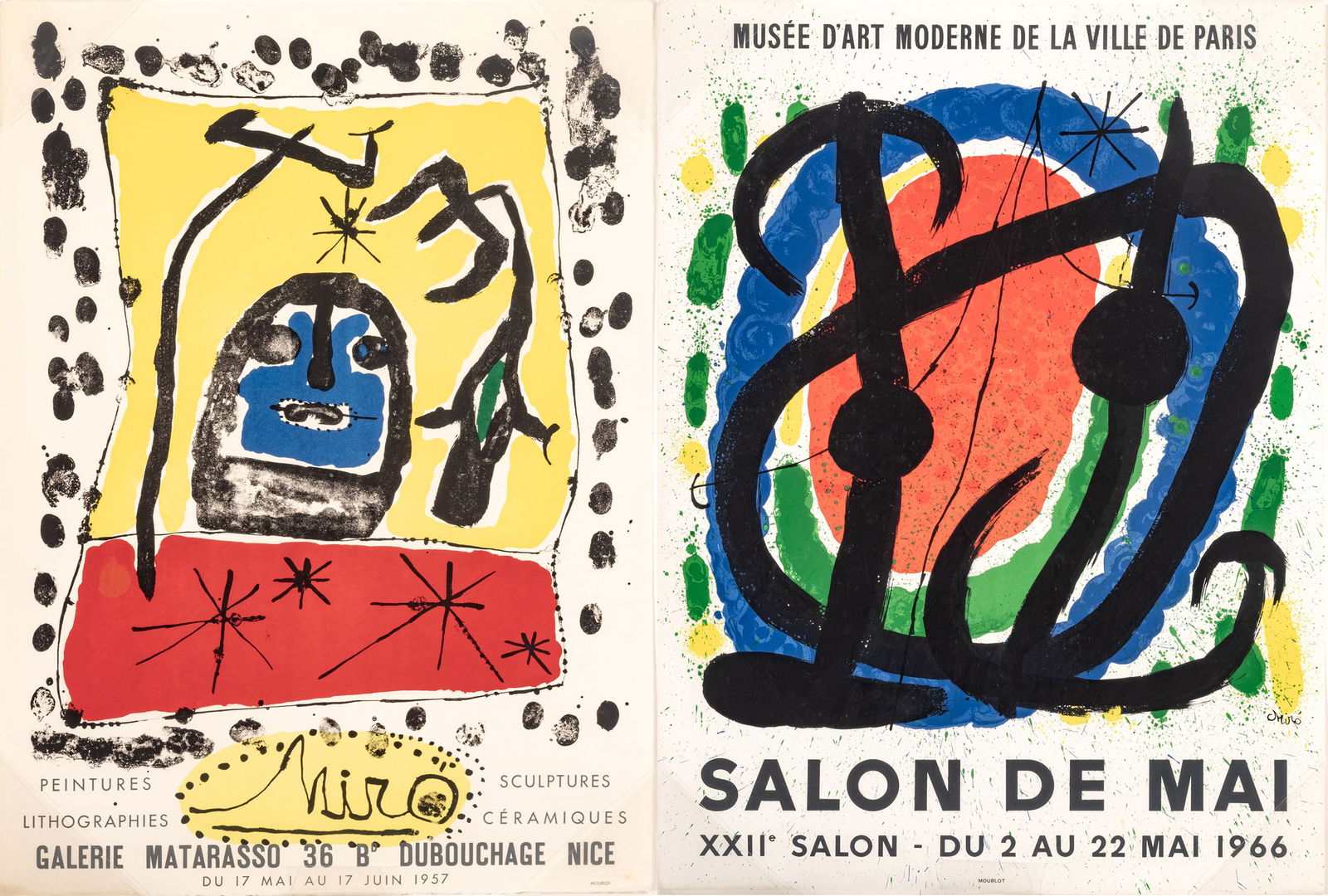 Joan Miro (Spanish, 1893-1893) Lithographic Posters in Colors, Ca. 1957; 1966, "Galerie Matarasso; (1 of 9)
