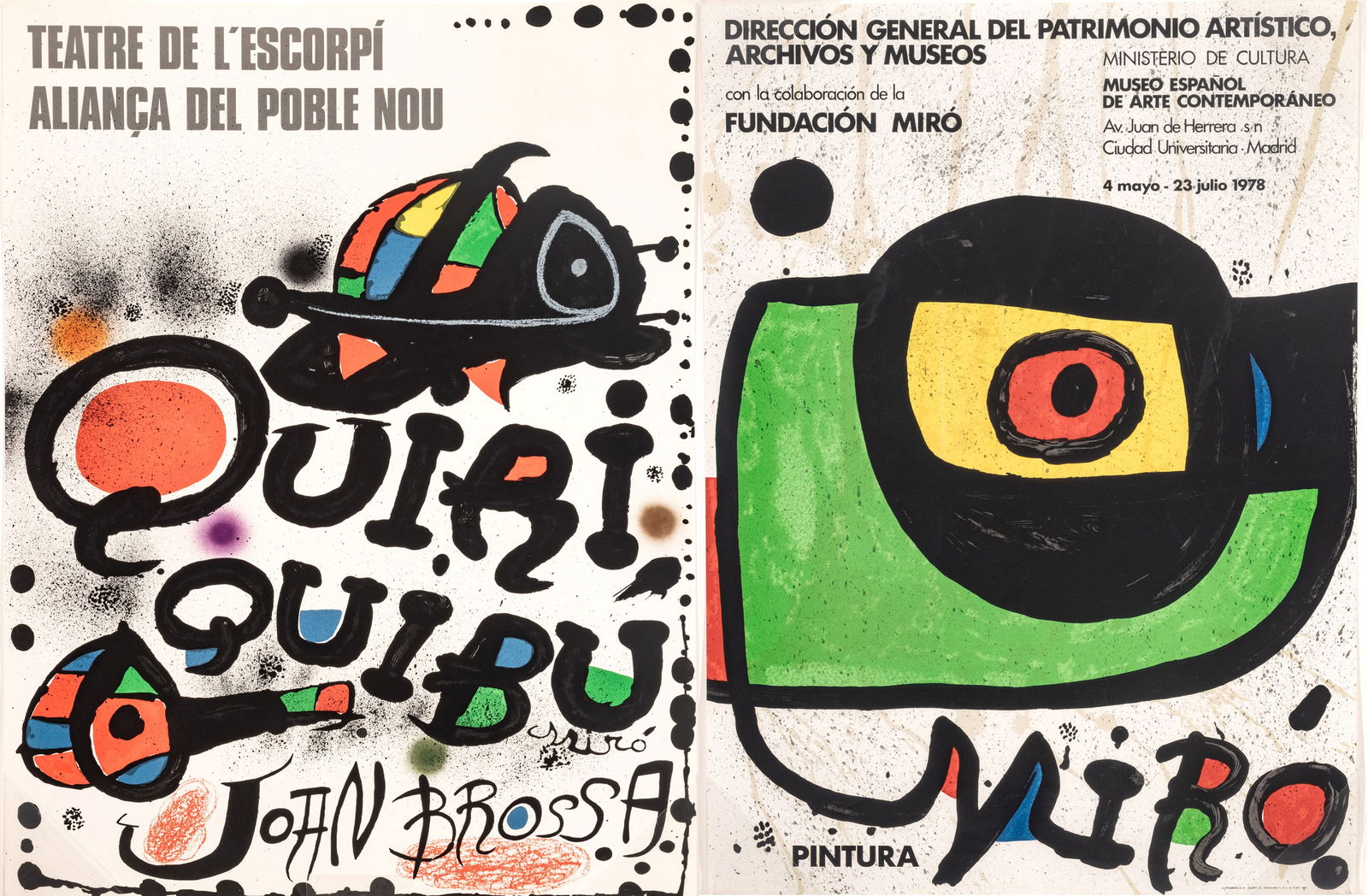 Joan Miro (Spanish, 1893-1893) Lithographic Posters Ca. 1976-78, "Pintura; Quiriquibu", Group of 2 H (1 of 10)