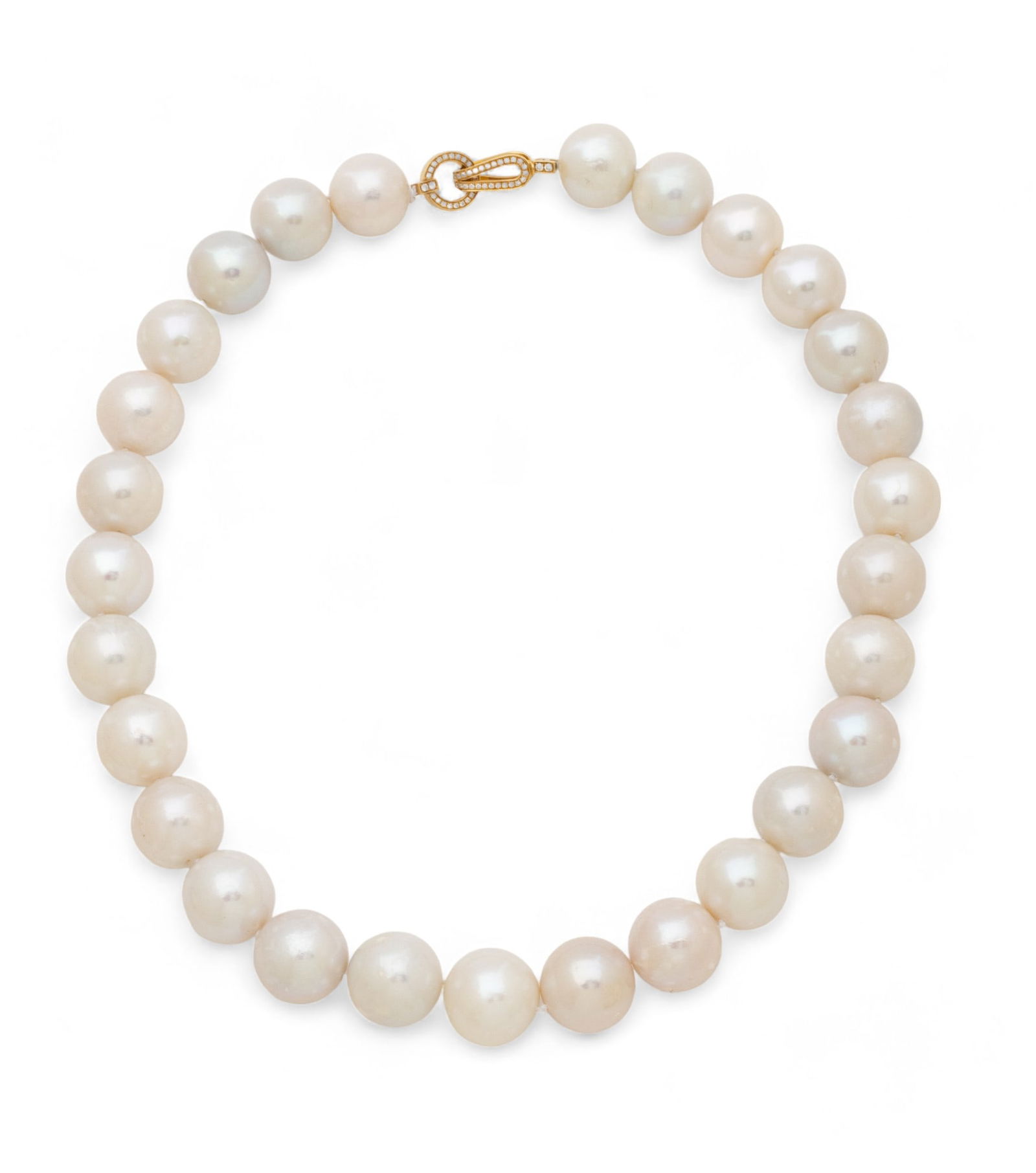 South Sea Pearl (14.5mm-15.5mm) Necklace, 18kt Gold & 0.24ct Diamond Clasp, L 18" 134g (1 of 5)