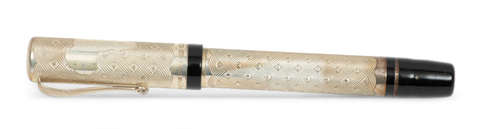 Montegrappa (Italian) 'Cosmopolitan Africa' Sterling Silver Fountain Pen, H 2.5" W 9" Depth 5.75" (1 of 13)