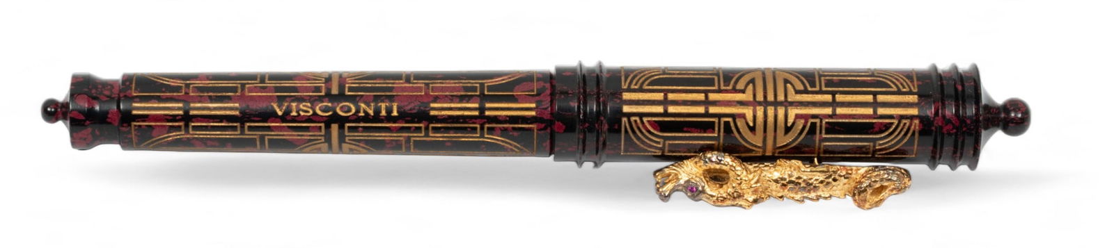 Visconti (Italian) Ebonite, Sterling Silver "Limited Edition, Fortune Dragon Fountain Pen", L 6.25" (1 of 9)