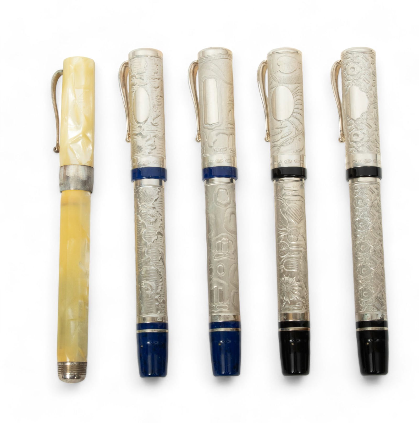 Montegrappa (Italian) 925 Silver Fountain Pens, L 5.25" 5 pcs (1 of 9)