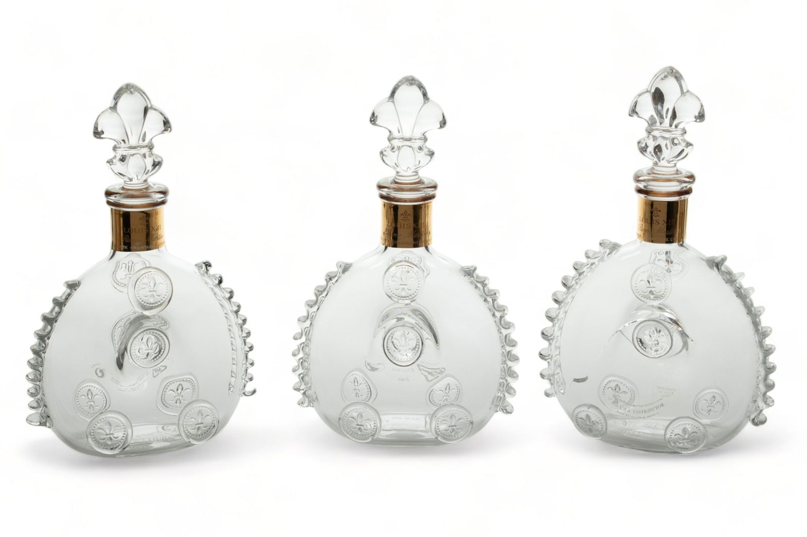 Baccarat (French) Remy Martin Louis XIII Grande Champagne Cognac Crystal Decanters, H 11" 3 pcs (1 of 8)