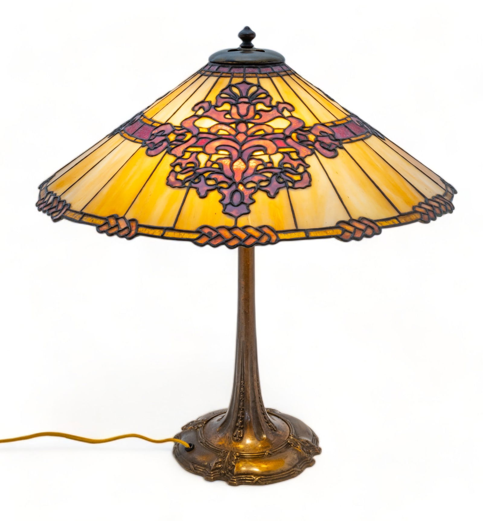 Duffner & Kimberly Co. (American (Est. 1905)) Leaded Glass Table Lamp Ca. 1910, "Russian", H 23" (1 of 12)