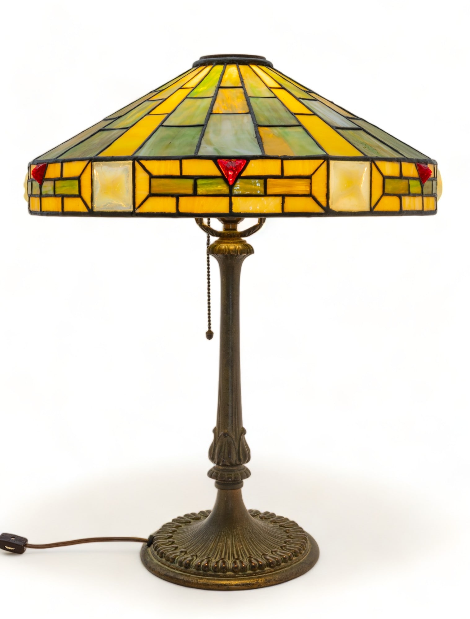 Wilkinson Lamp Company (American (Est. 1909)) Art Deco Periord Art Glass Table Lamp with Jewel (1 of 10)