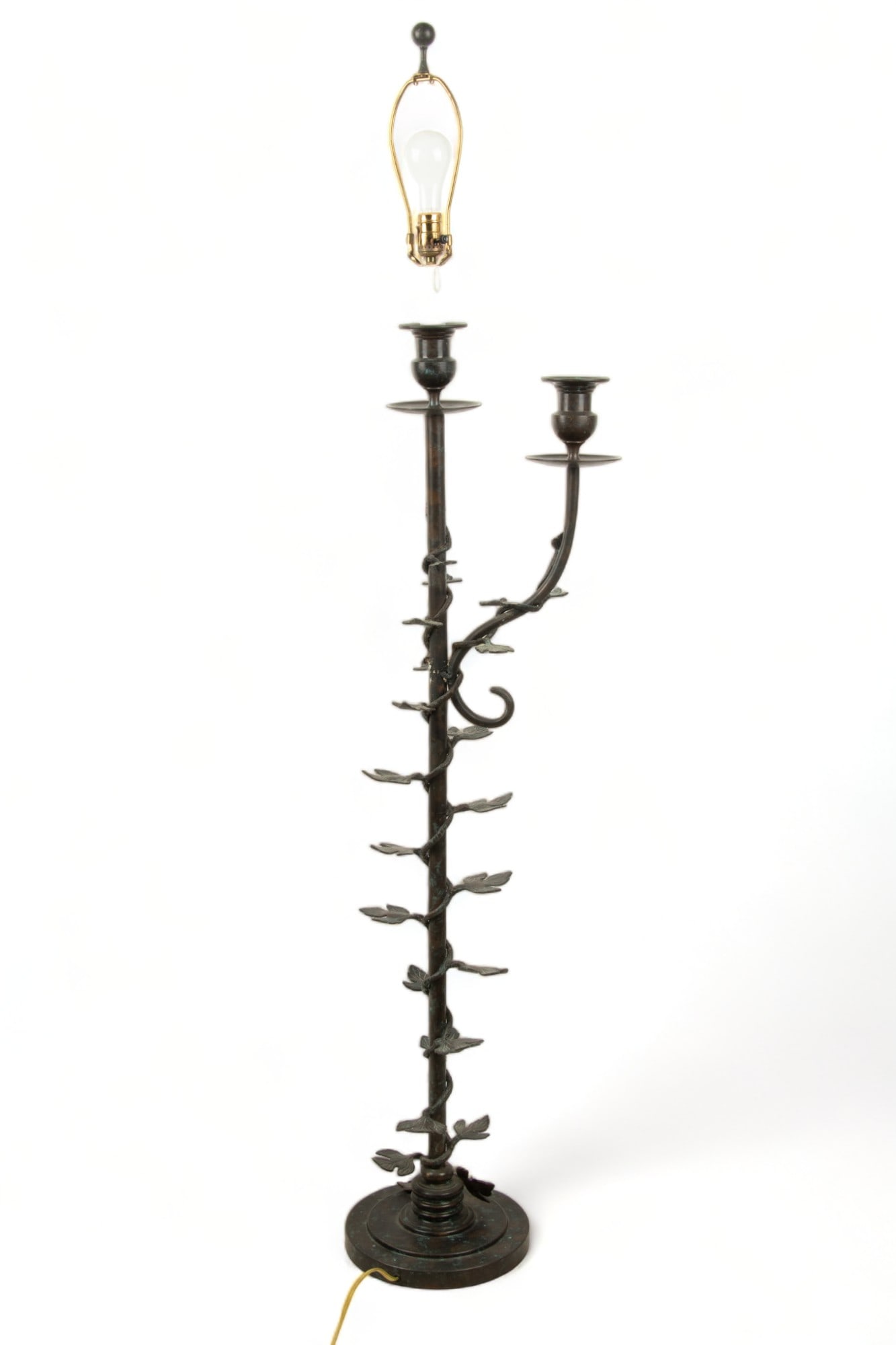 Maitland-Smith (British) Bronze Floor Lamp, Vine & Tendril Motif, H 68" W 11" L 13" (1 of 5)
