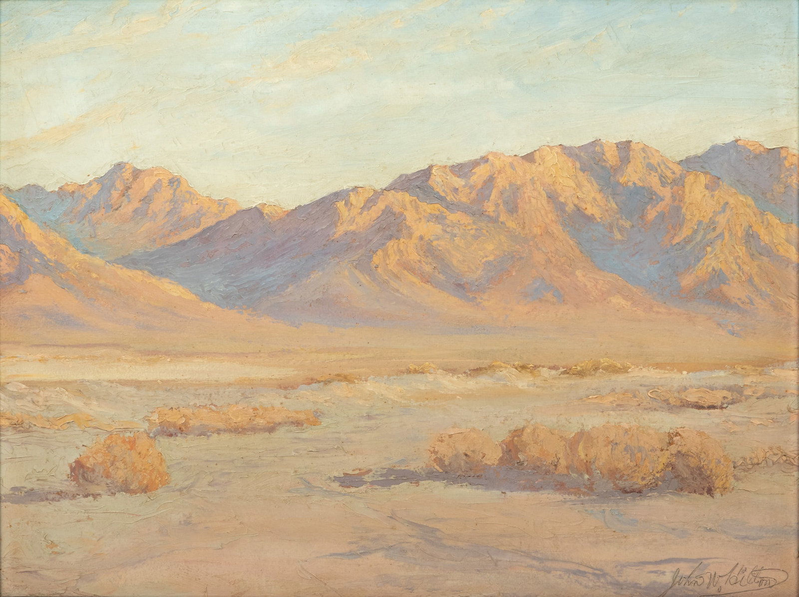 John William Hilton (American, 1904-1983) Oil on Artist Board, Ca. Mid 20th C., "California Desert (1 of 4)