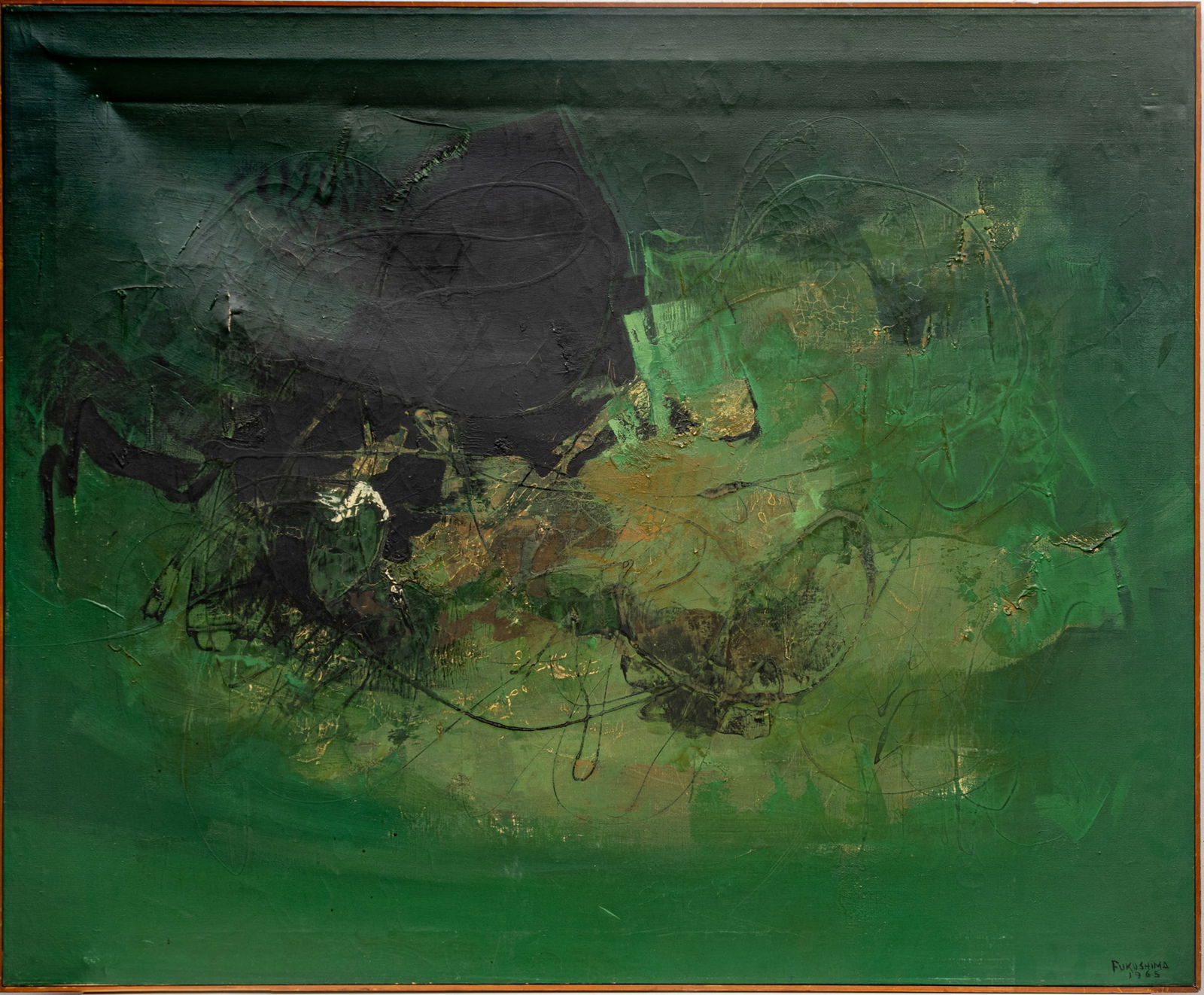 Tikashi Fukushima (Brazilian, 1920-2001) Oil on Canvas, Ca. 1965, Untitled Abstract, H 44" W 53.5" (1 of 7)