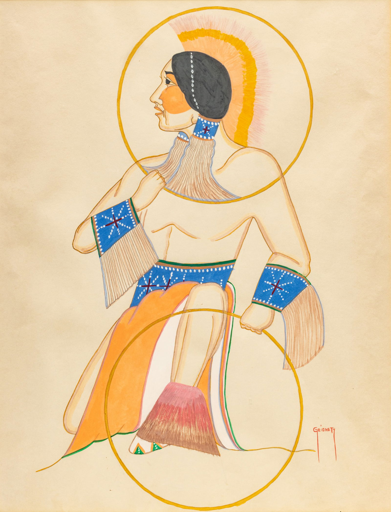 Ron Geionety (Native American, B. 1950) Watercolor, Graphite And Gouache on Paper "Untitled", H (1 of 5)
