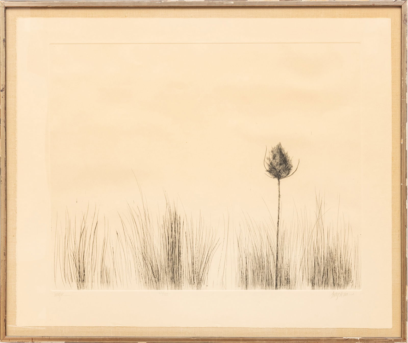 Leonard Baskin (American, 1922-2000) Etching on Paper "The Great Teasle", H 21.75" W 27.5" (1 of 7)
