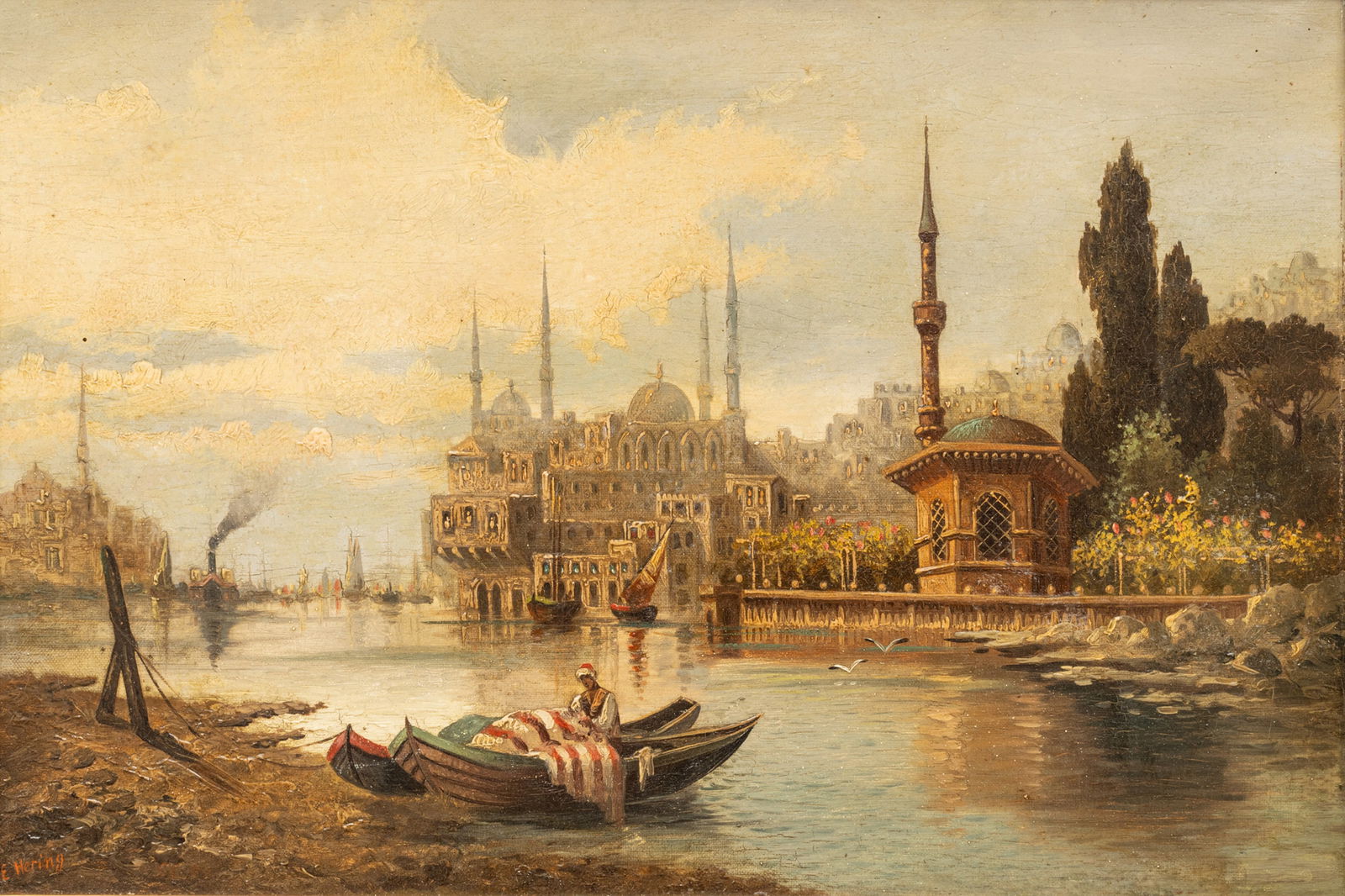 George Edwards Hering (British, 1805-1879) Oil on Canvas 1840-1860, "Constantinople from the Golden (1 of 7)