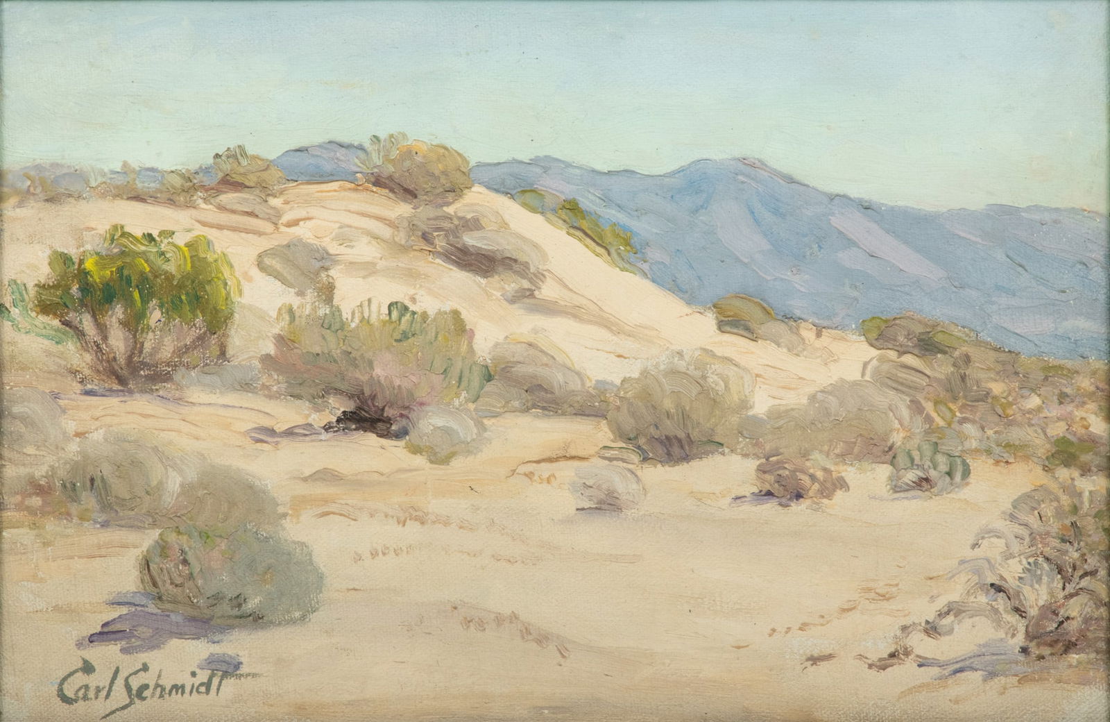 Carl Schmidt (American, 1885-1969) Oil on Artist Board, "Western Mountainscape", H 8" W 12" (1 of 4)