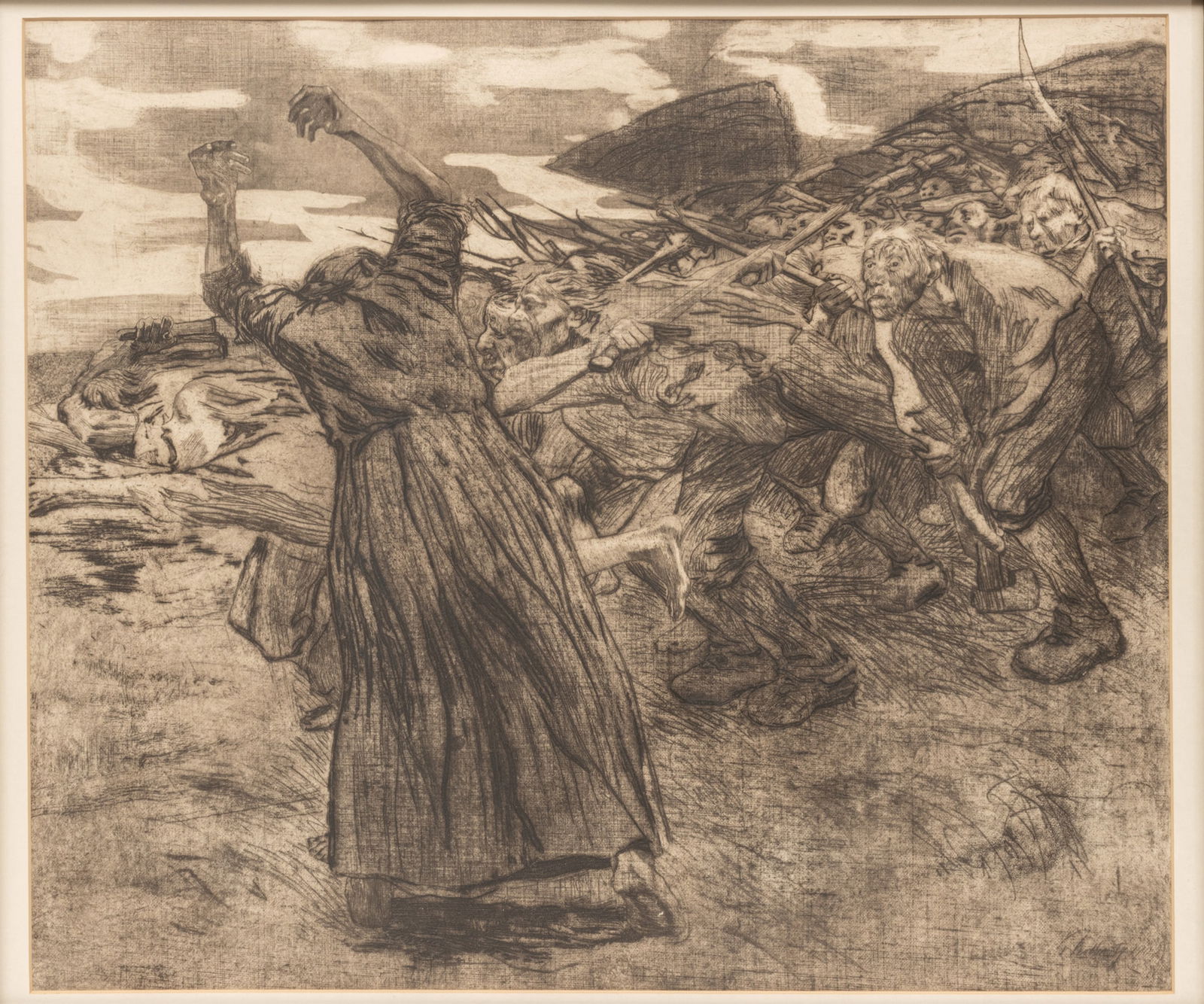 Käthe Kollwitz (German, 1867-1945) Etching, Drypoint And Aquatint on Paper, 1903, "Losbruch, (1 of 7)