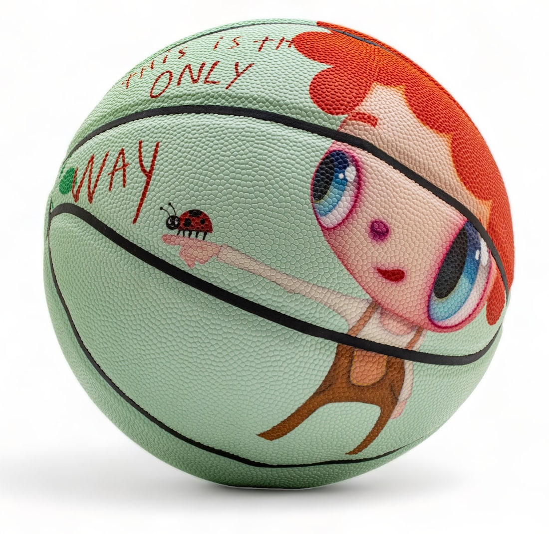 Mira Mikati X Javier Calleja Printed Basketball Green  2023, "This Is the Only Way", Dia. 9.4" (1 of 5)