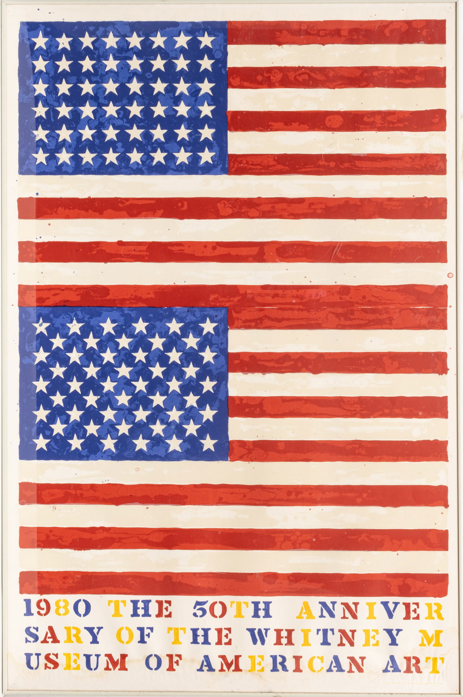 Jasper Johns (American, B. 1930) Offset Lithograph Poster, Ca. 1979, "Two Flags (Whitney Museum)", H (1 of 6)