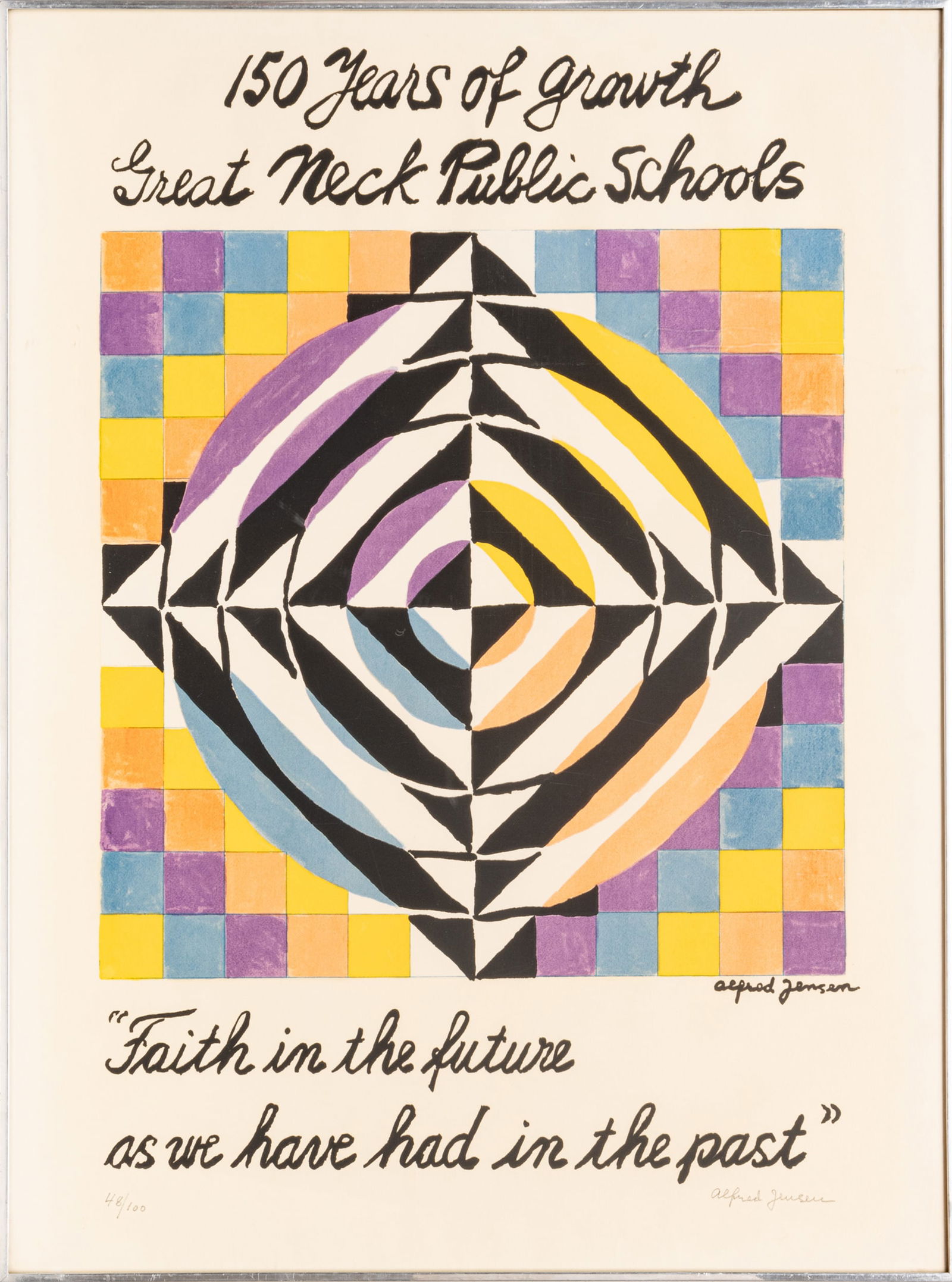 Alfred Jensen (Guatemalan, 1903-1981) Lithograph Poster in Colors, Ca. 1965, "Faith in the Future", (1 of 7)