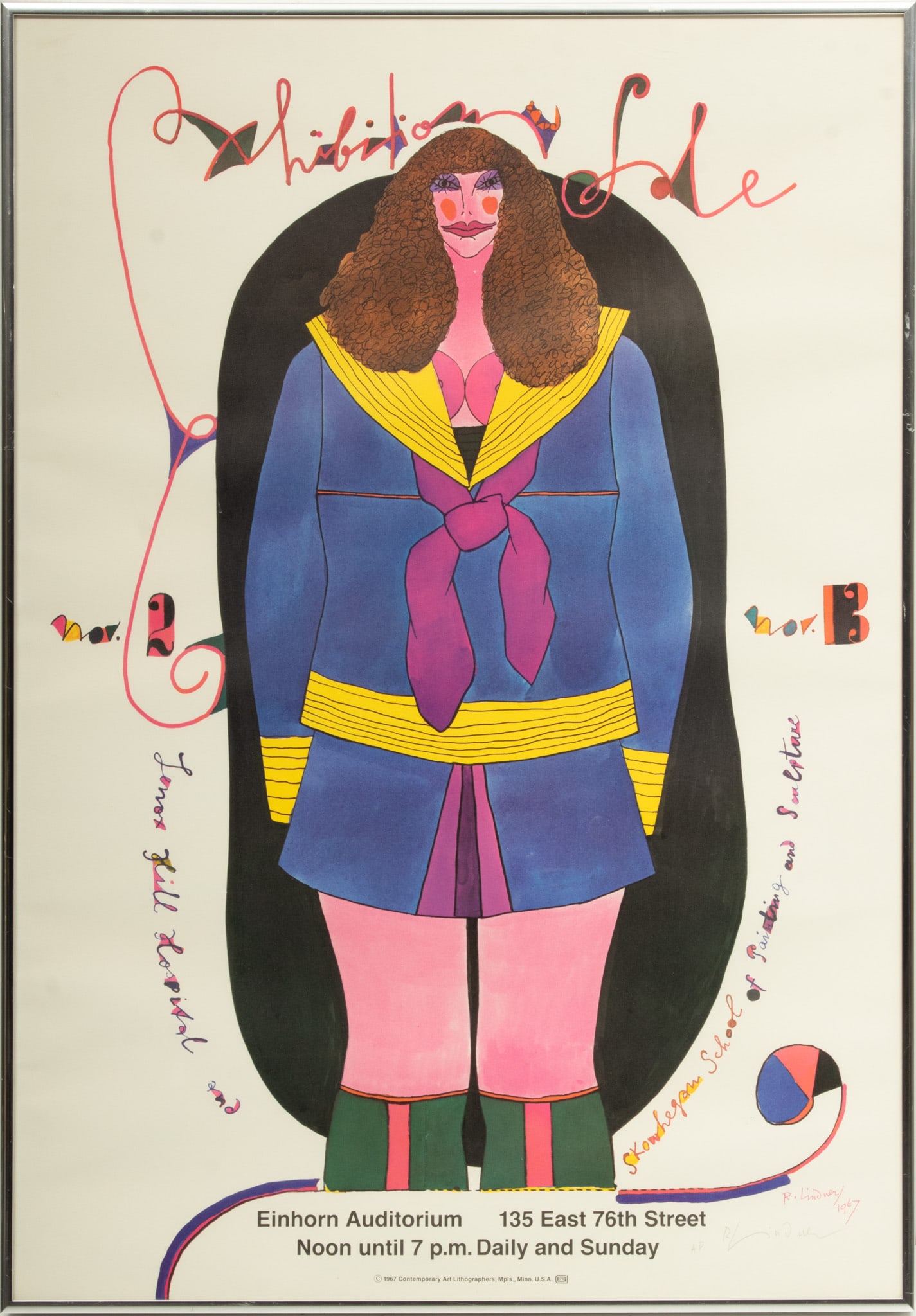 Richard Lindner (American, 1901-1978) Offset Lithograph Poster, Ca. 1967, "Einhorn Auditorium", H (1 of 7)