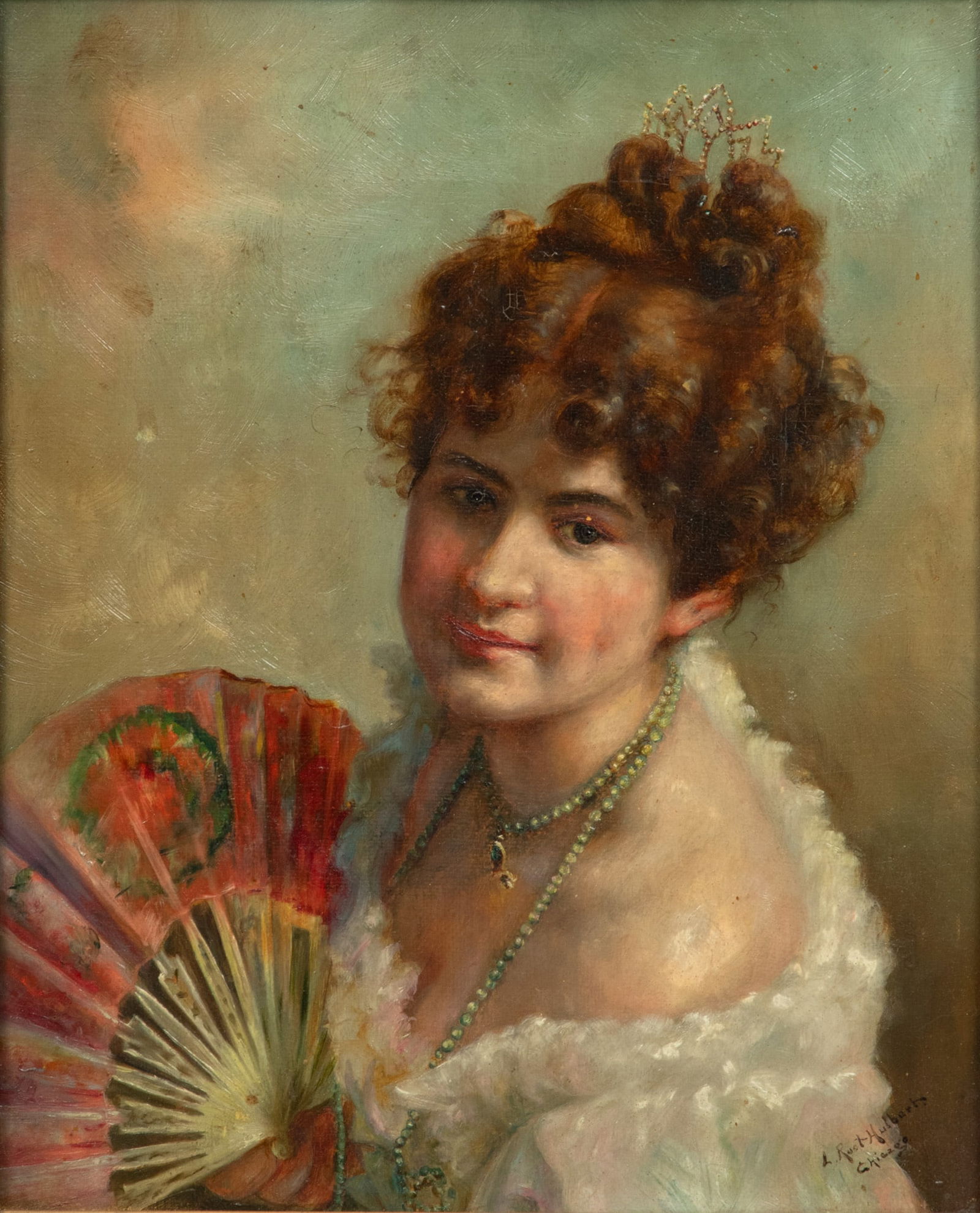 Lylian Root Hulbert, (Chicago, B. 1872) Oil on Canvas Ca. 1900, "Yvonne", H 10" W 8" (1 of 6)