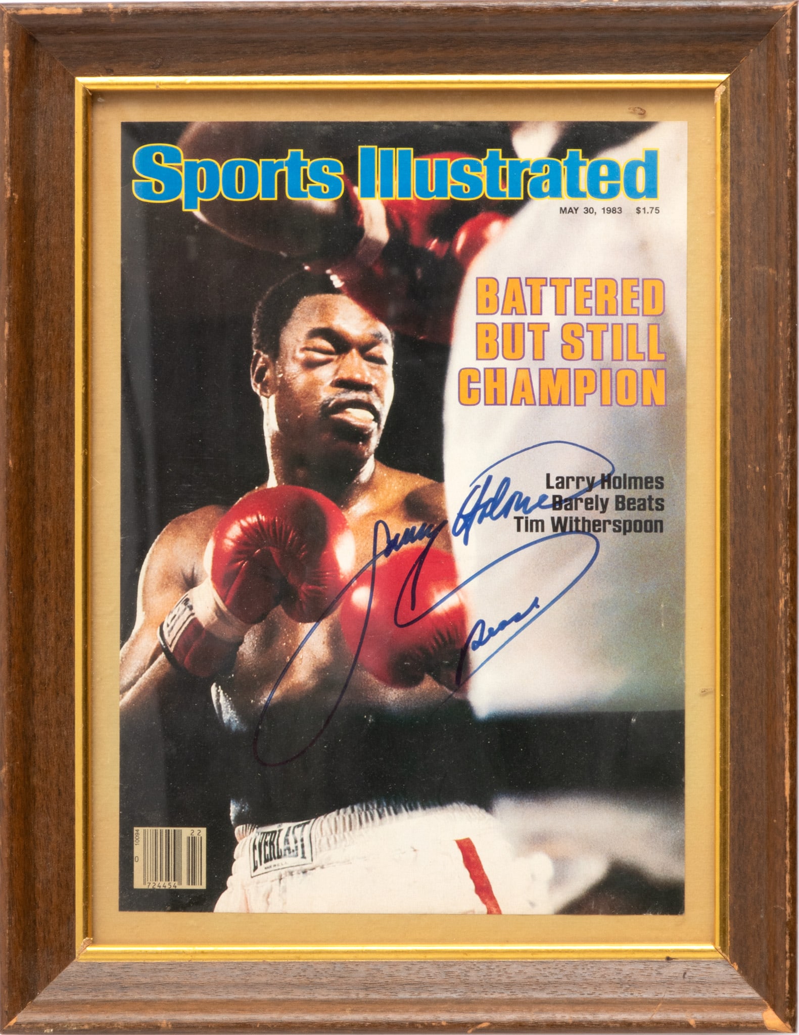 Autographed Sports Illustrated Issue, May 30, 1983, Larry Holmes, H 11.5" W 8.5" (1 of 3)