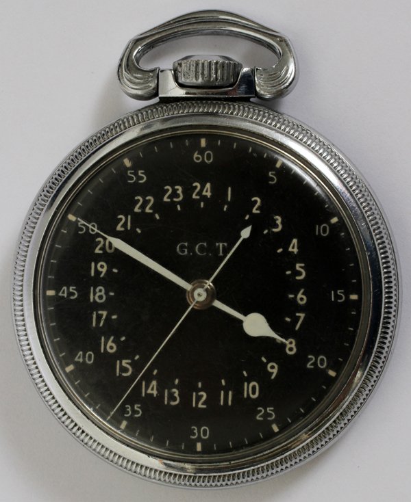 HAMILTON WATCH CO., TWELVE JEWEL STOP WATCH,: HAMILTON WATCH CO., TWELVE JEWEL STOP WATCH, DIA 2":black face white Arabic numerals and hands; 22 jewels, 'G.T.C.' on face; screw off back plate; #4992B, 4CZ1716.